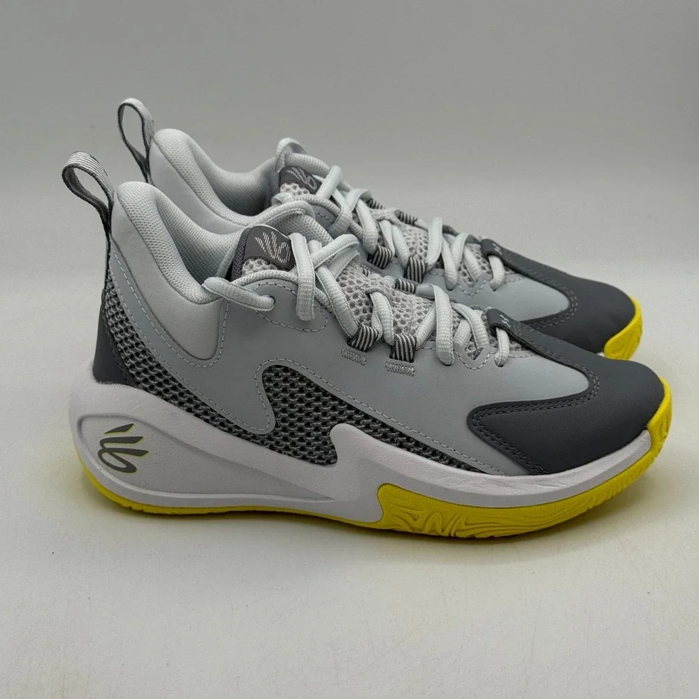 Under Armour Curry 3Z 25 SDE Shoes Unisex 2Y Grey Yellow Basketball 6006544-015
